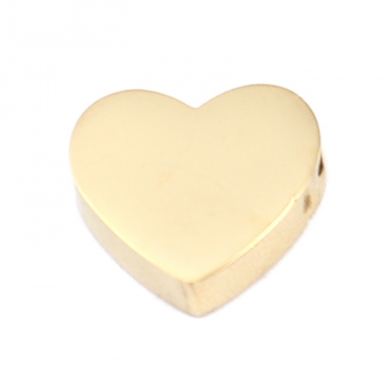 Bild von 304 Edelstahl Valentinstag Perlen Herz Vergoldet 12mm x 11mm, Loch: ca. 1.8mm, 2 Stück