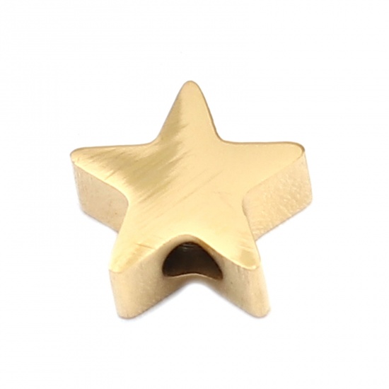 Bild von 304 Edelstahl Perlen Pentagramm Stern Vergoldet 8mm x 7mm, Loch: ca. 1.9mm, 2 Stück