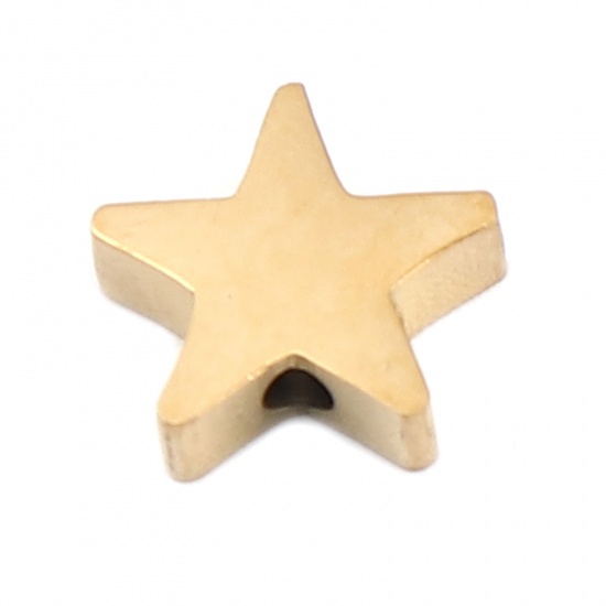 Bild von 304 Edelstahl Perlen Pentagramm Stern Vergoldet 12mm x 11mm, Loch: ca. 1.9mm, 2 Stück