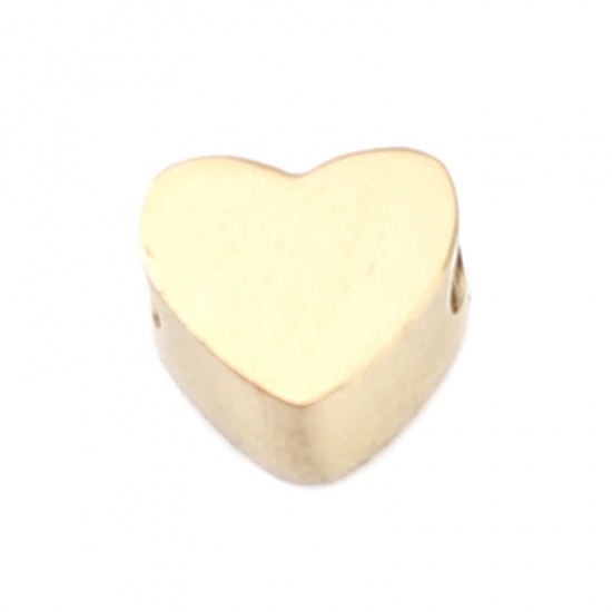 Bild von 304 Edelstahl Valentinstag Perlen Herz Vergoldet 6mm x 5mm, Loch: ca. 1.4mm, 2 Stück