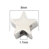 Immagine di 304 Acciaio Inossidabile Perline Stella a Cinque Punte Tono Argento 8mm x 7mm, Buco: Circa 1.9mm, 3 Pz