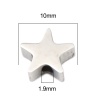 Bild von 304 Edelstahl Perlen Pentagramm Stern Silberfarbe 10mm x 9mm, Loch: ca. 1.9mm, 3 Stück