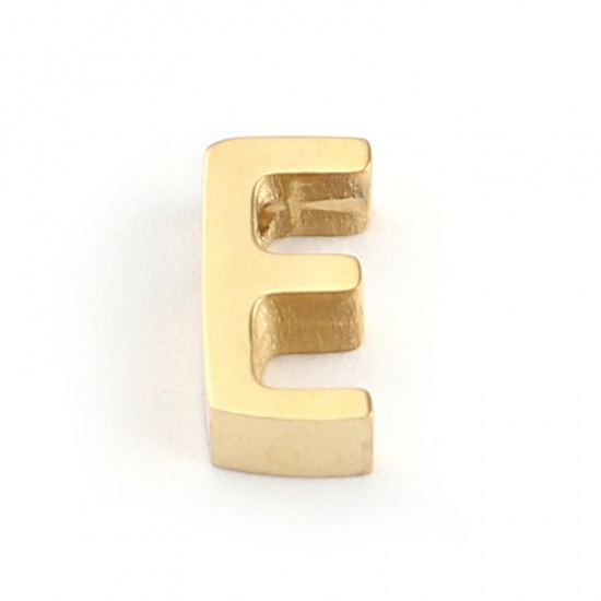 Bild von 304 Edelstahl Perlen Buchstabe Vergoldet Message " E " 7mm x 4mm, Loch: ca. 1.5mm, 2 Stück