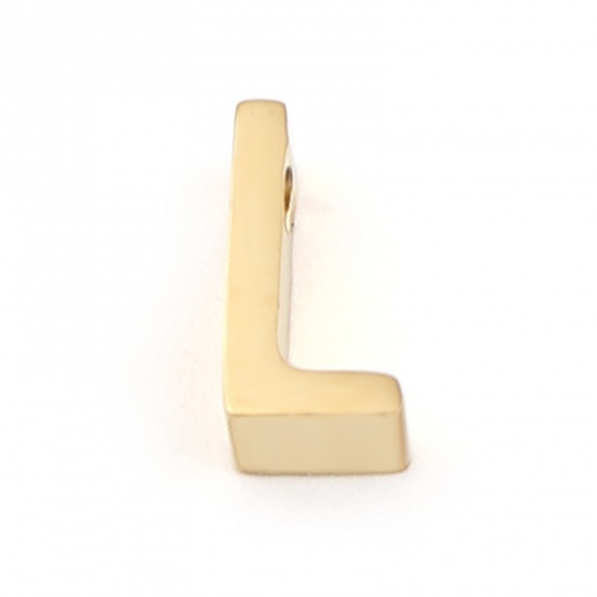 Bild von 304 Edelstahl Perlen Buchstabe Vergoldet Message " L " 8mm x 4mm, Loch: ca. 1.6mm, 2 Stück