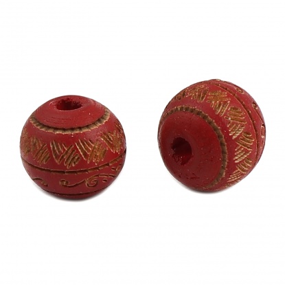 Picture of Schima Superba Wood Spacer Beads Round Red Stripe About 10mm Dia., Hole: Approx 2.6mm, 20 PCs