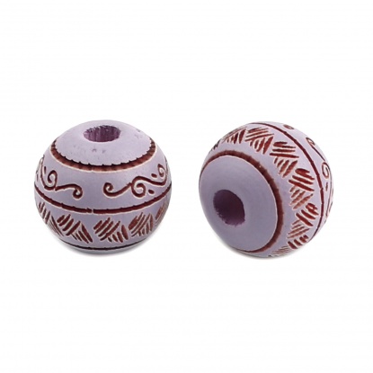 Picture of Schima Superba Wood Spacer Beads Round Purple Stripe About 10mm Dia., Hole: Approx 2.6mm, 20 PCs
