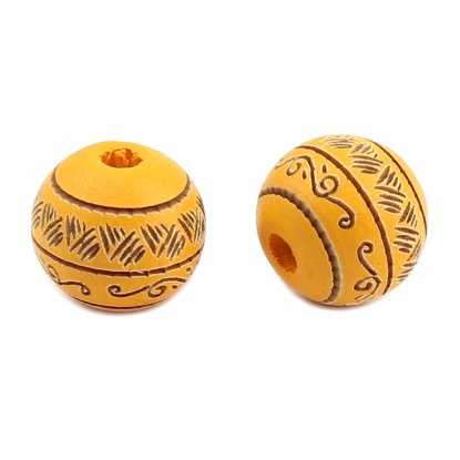 Picture of Schima Superba Wood Spacer Beads Round Orange Stripe About 10mm Dia., Hole: Approx 2.6mm, 20 PCs