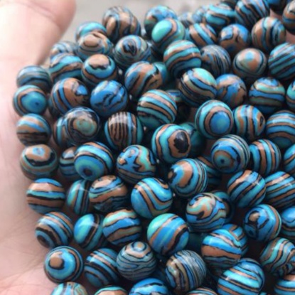 Picture of Malachite ( Synthetic ) Beads Round Blue Dyed & Heated 4mm Dia., 39cm(15 3/8") - 38cm(15") long, 1 Strand (Approx 90 PCs/Strand)