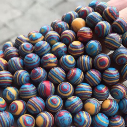 Picture of Malachite ( Synthetic ) Beads Round Multicolor Dyed & Heated 4mm Dia., 39cm(15 3/8") - 38cm(15") long, 1 Strand (Approx 90 PCs/Strand)