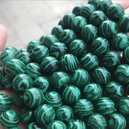 Bild von Malachit ( Synthetisch ) Perlen Rund Grün Gefärbt 6mm Dia., 39cm - 38cm lang, 1 Strang 62 PCs/Str