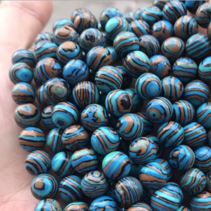Picture of Malachite ( Synthetic ) Beads Round Blue Dyed & Heated 6mm Dia., 39cm(15 3/8") - 38cm(15") long, 1 Strand (Approx 62 PCs/Strand)