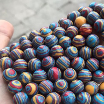 Picture of Malachite ( Synthetic ) Beads Round Multicolor Dyed & Heated 6mm Dia., 39cm(15 3/8") - 38cm(15") long, 1 Strand (Approx 62 PCs/Strand)