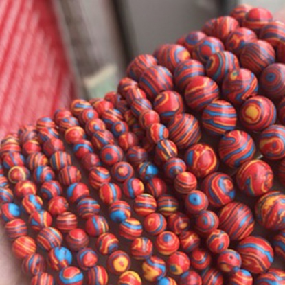 Изображение Малахит ( Синтетический ) Бусины Круглые Красный и Синий Крашеный 6мм диаметр, 39см - 38см длина, 1 Нитка (Примерно 62 шт/Нитка)