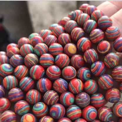 Picture of Malachite ( Synthetic ) Beads Round Multicolor Dyed & Heated 8mm Dia., 39cm(15 3/8") - 38cm(15") long, 1 Strand (Approx 46 PCs/Strand)