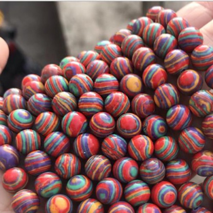 Изображение Малахит ( Синтетический ) Бусины Круглые Разноцветный Крашеный 12мм диаметр, 39см - 38см длина, 1 Нитка (Примерно 32 шт/Нитка)