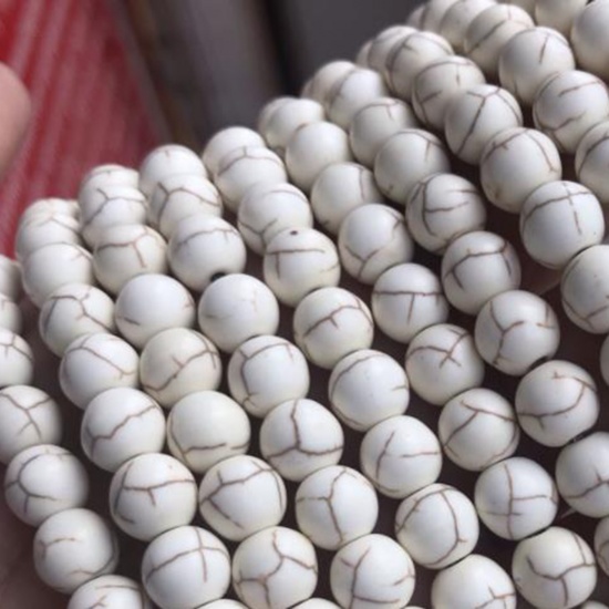 Immagine di Turchese ( Sintetico ) Perline Tondo Crepa Bianco Come 4mm Dia, 1 Filo (Circa 90 Pz/Treccia)