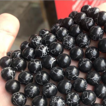 Bild von Türkis ( Synthetisch ) Perlen Rund Spalte Schwarz ca. 4mm D., 1 Strang (ca. 90 Stück/Strang)