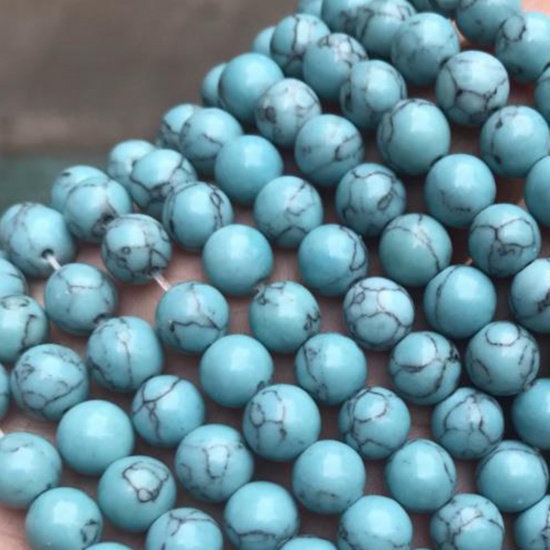 Immagine di Turchese ( Sintetico ) Perline Tondo Crepa Blu Chiaro Come 4mm Dia, 1 Filo (Circa 90 Pz/Treccia)