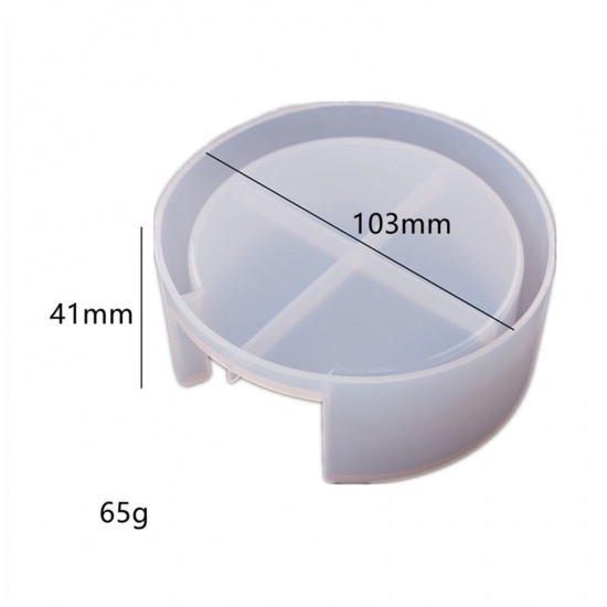 Picture of Silicone Resin Mold For Jewelry Making Coaster Round White 10.3cm x 4.1cm, 1 Piece