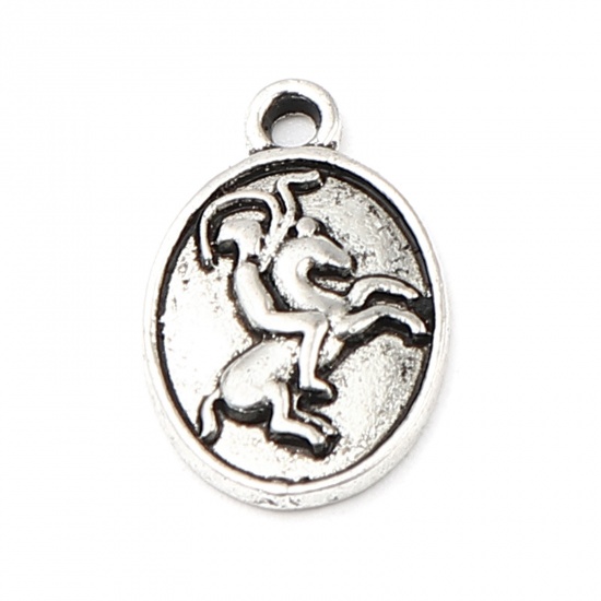 Picture of Zinc Based Alloy Charms Oval Antique Silver Color Horse 18mm x 11mm, 20 PCs