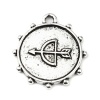 Picture of Zinc Based Alloy Charms Arrow Antique Silver Color Round 23mm x 21mm, 10 PCs