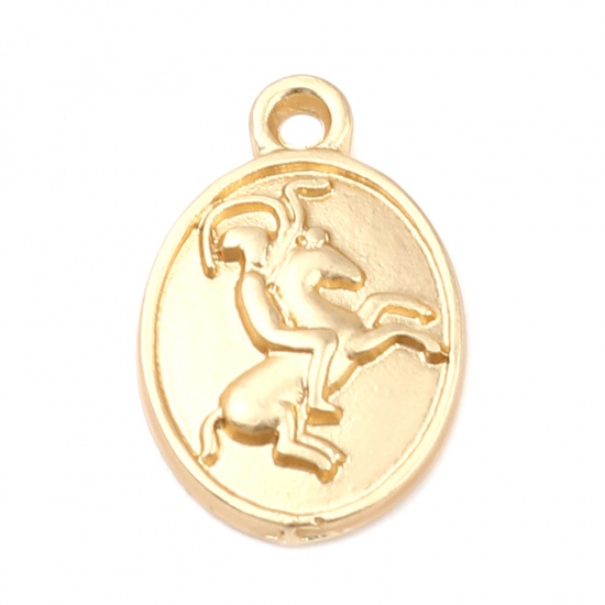 Picture of Zinc Based Alloy Charms Oval Matt Gold Horse 18mm x 11mm, 10 PCs
