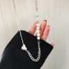 Bild von Acryl Halskette Herz Silberfarbe Imitat Perle 49cm lang, 1 Strang