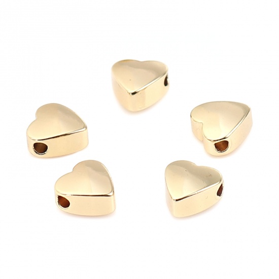 Picture of Copper Beads Heart 18K Real Gold Plated About 6mm x 6mm, Hole: Approx 1mm, 10 PCs