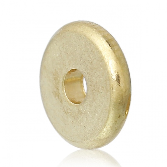 Picture of Copper Spacer Beads Flat Round Brass Blank About 8.0mm( 3/8") Dia, Hole:Approx 1.9mm, 15 PCs
