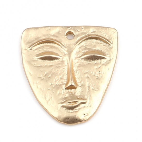 Picture of Zinc Based Alloy Charms Face Matt Gold Mask 25mm x 24mm, 5 PCs