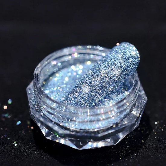 Picture of ( 3ml ) Plastic Resin Jewelry Craft Filling Material Blue Rhinestone 1 Piece