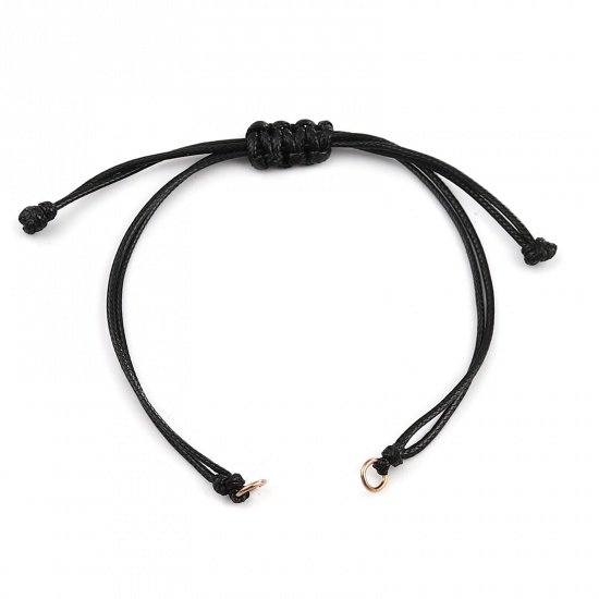 Bild von Terylen Geflochten Halbfertige Armbänder für die Herstellung von handgefertigtem Schmuck Zubehör Rosegold Schwarz Verstellbar 13.5cm lang, 5 Strange