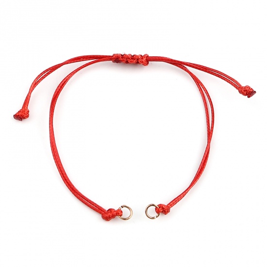 Bild von Terylen Geflochten Halbfertige Armbänder für die Herstellung von handgefertigtem Schmuck Zubehör Rosegold Rot Verstellbar 13.5cm lang, 5 Strange