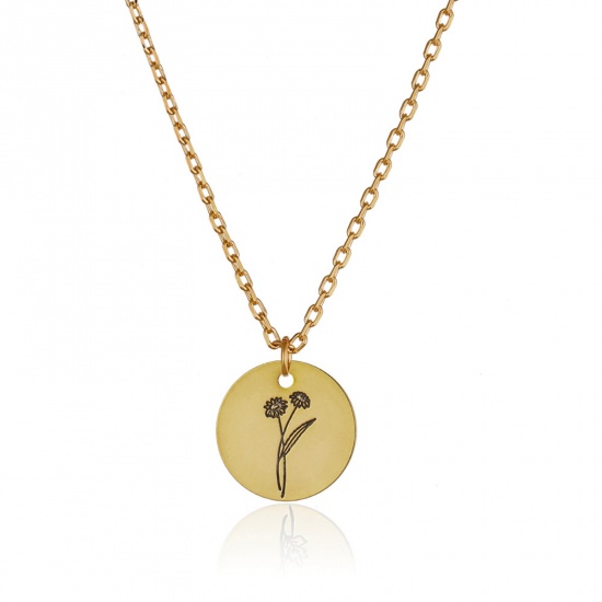 Picture of Copper Birth Month Flower Necklace 18K Real Gold Plated Round January 40.7cm(16")40.7cm long, 1 Piece