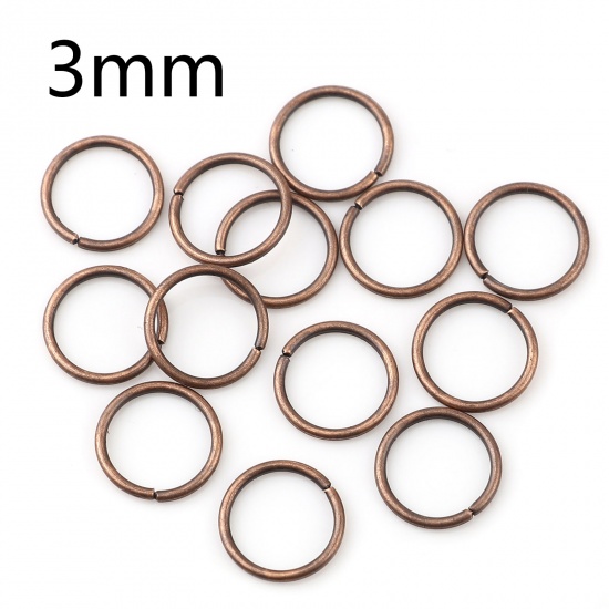 Bild von 0.5mm Eisenlegierung Offen Bindering Ring Rotkupferfarbe 3mm D., 200 Stück