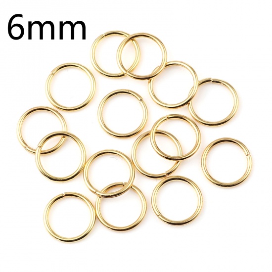 Picture of 0.7mm Iron Based Alloy Open Jump Rings Findings Circle Ring Gold Plated 6mm Dia, 200 PCs