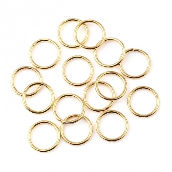 Picture of 1mm Iron Based Alloy Open Jump Rings Findings Circle Ring Gold Plated 10mm Dia, 200 PCs