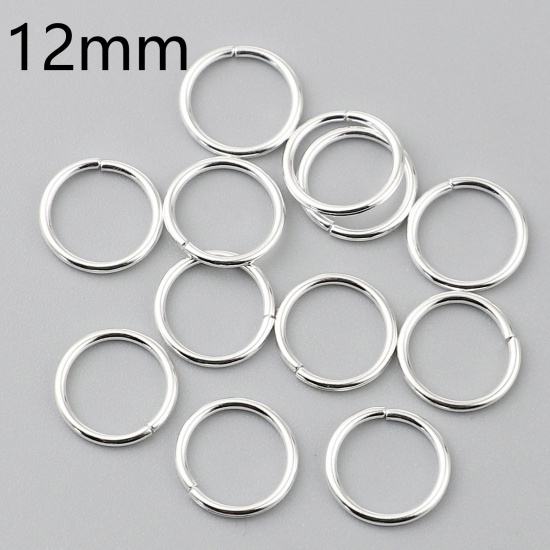 Picture of 1.2mm Iron Based Alloy Open Jump Rings Findings Circle Ring Silver Plated 12mm Dia, 200 PCs
