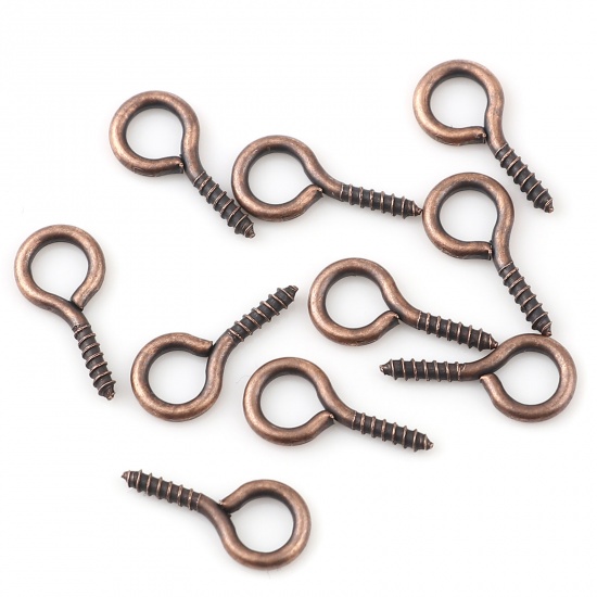 Imagen de Hierro Ojo Tornillo Bail Tapa Perforaron Óxidos de Cobre 14mm x 7mm, Espesor de Aguja: 1.7mm, 200 Unidades