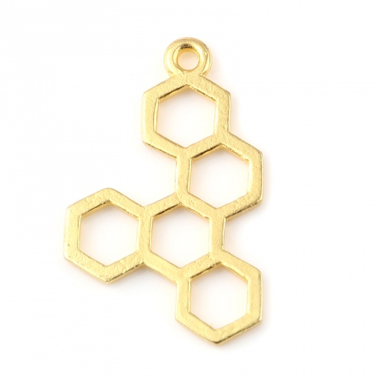 Picture of Zinc Based Alloy Pendants Dainty Beehive Gold Plated 30mm x 18mm, 200 PCs