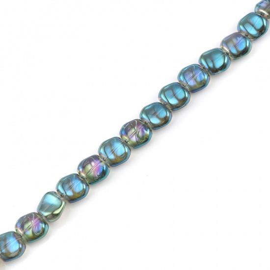 Bild von Glas AB Regenbogen Farbe Aurora Borealis Perlen unregelmäßige blaue Farbe vergoldet über 12mm x 10mm, Loch: ca. 1,2 mm, 50 PCs