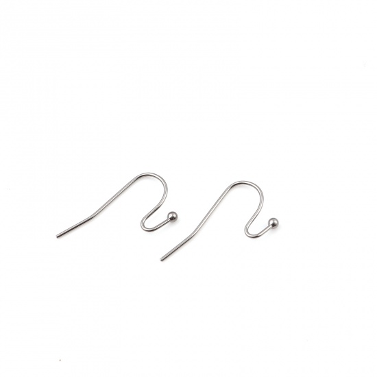 Bild von 304 Edelstahl Ohrhaken-Ohrringe für DIY-Schmuckherstellungszubehör S-Form Silberfarbe 22mm x 12mm, Drahtstärke: (21 gauge), 50 Stück