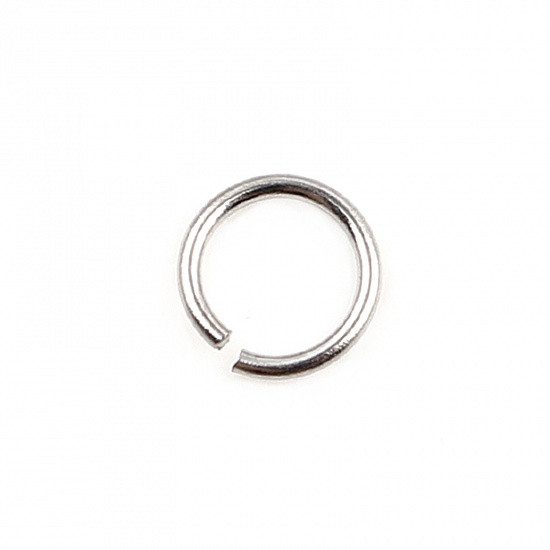 Picture of 0.5mm Stainless Steel Open Jump Rings Findings Round Silver Tone 4mm Dia., 100 PCs