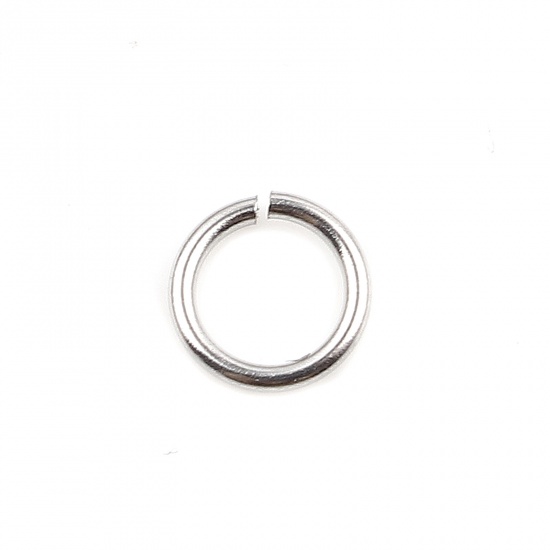 Picture of 0.7mm Stainless Steel Open Jump Rings Findings Round Silver Tone 5mm Dia., 100 PCs