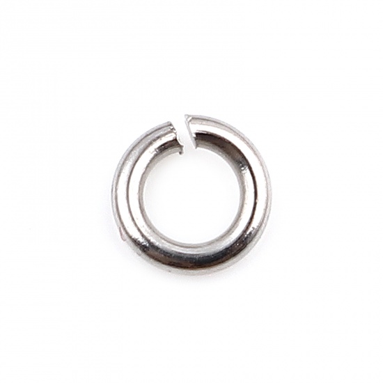 Bild von 0.8mm Edelstahl Offen Bindering Rund Silberfarbe 4mm D., 100 Stück