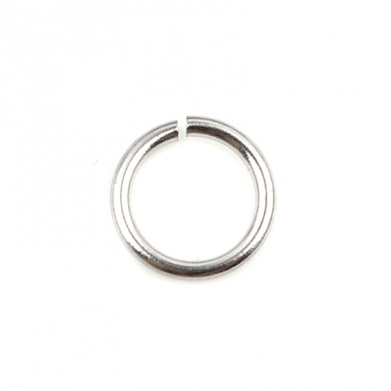 Picture of 0.8mm Stainless Steel Open Jump Rings Findings Round Silver Tone 6mm Dia., 100 PCs