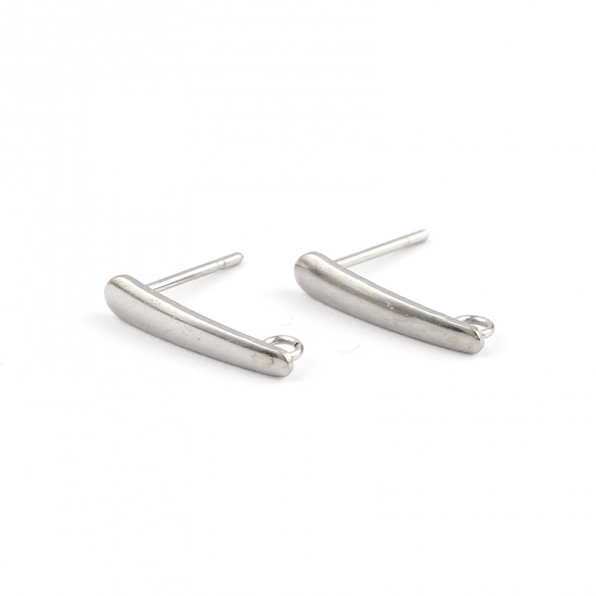Bild von 304 Edelstahl Ohrring Ohrstecker Tropfen Silberfarbe Mit Öse 15mm x 3mm, 20 Stück
