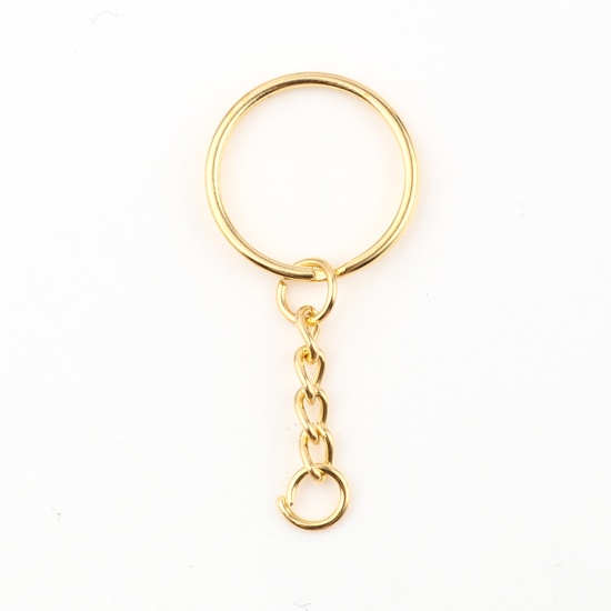 Bild von Eisenlegierung Schlüsselkette & Schlüsselringzubehör Vergoldet Ring 56mm x 25mm, 50 Stück