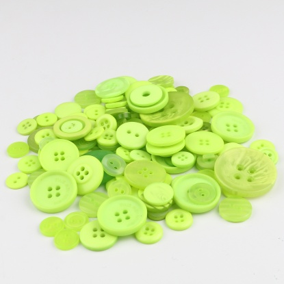 Picture of Resin Sewing Buttons Scrapbooking Mixed Round At Random Pattern Fruit Green 3cm - 0.9cm Dia, 1 Packet (Approx 660 PCs/Packet)