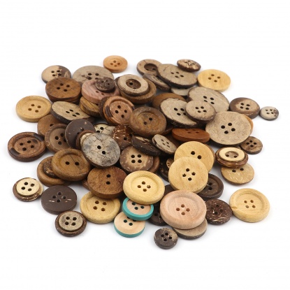Picture of Resin Sewing Buttons Scrapbooking Mixed Round At Random Color 3cm - 0.9cm Dia, 1 Packet (Approx 300 PCs/Packet)